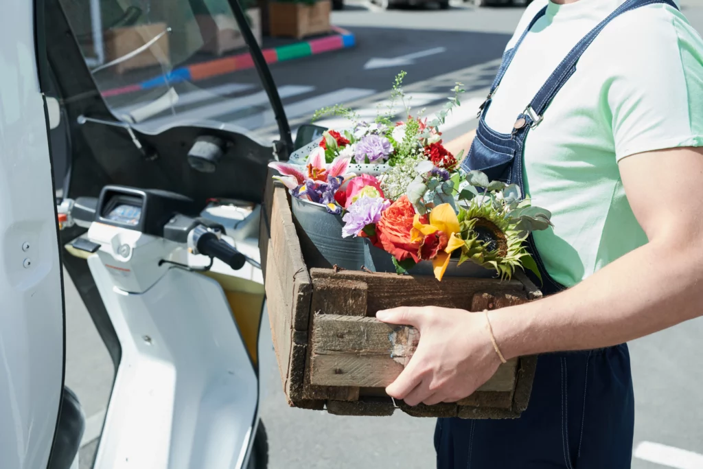 worker with flowers